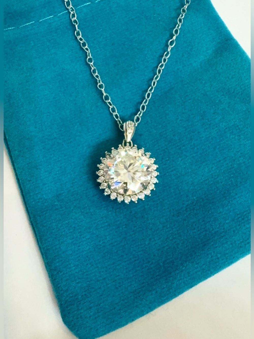 ✨ 5 Carat Moissanite Halo Necklace | 925 Sterling Silver | Statement Luxury ✨